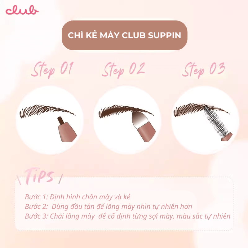Chì kẻ mày Club Suppin màu nâu tự nhiên