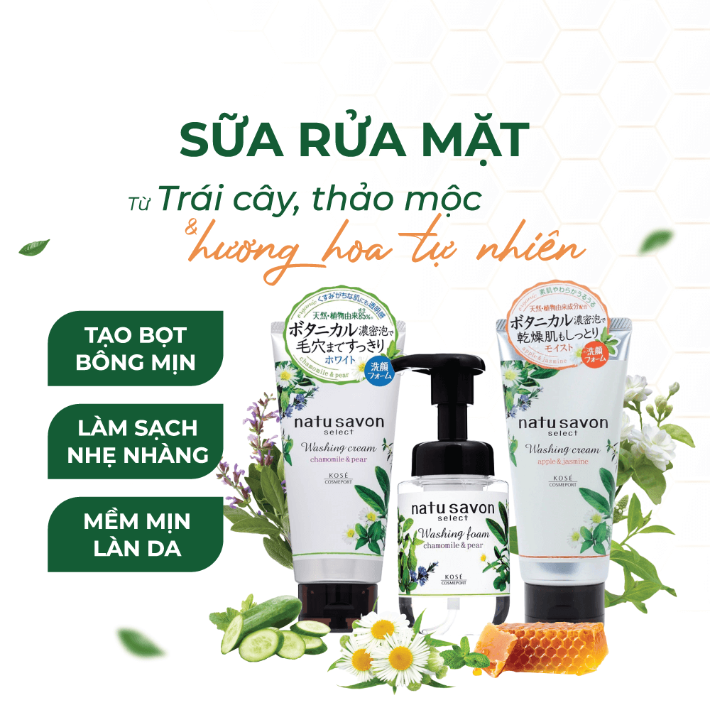 Sữa rửa mặt tạo bọt Softymo Kosé Natu Savon