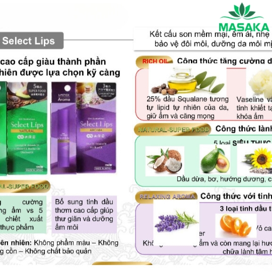 SON DƯỠNG MÔI CHỨA TINH DẦU THỰC VẬT OMI SELECT (NATURAL)