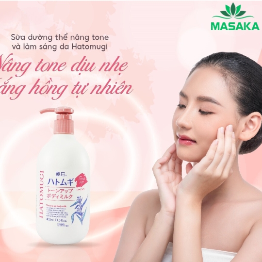 SỮA DƯỠNG THỂ NÂNG TONE VÀ LÀM SÁNG DA HATOMUGI (CHAI 400ML)