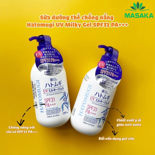 SỮA DƯỠNG THỂ CHỐNG NẮNG, DƯỠNG ẨM VÀ LÀM SÁNG DA HATOMUGI SPF50+ PA++++ (250ML)