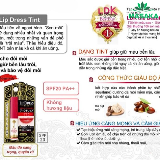 SON DƯỠNG MÔI SIÊU LÌ CHỐNG NẮNG MÀU ĐỎ OMI LIP DRESS TINT