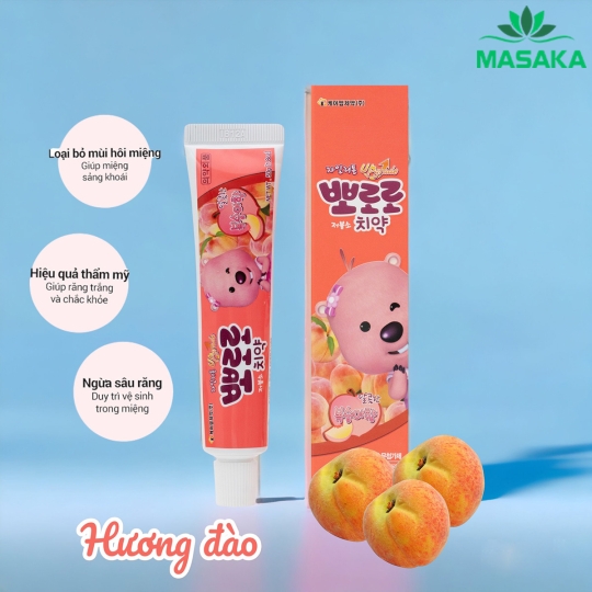 KEM ĐÁNH RĂNG CHO BÉ PORORO TOOTHPASTE VỊ ĐÀO 50G