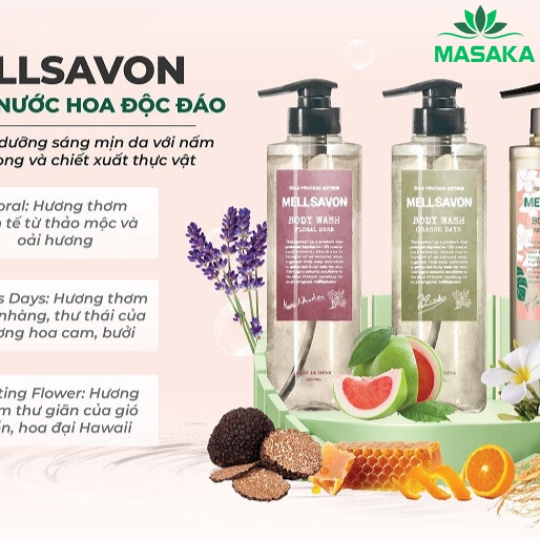 SỮA TẮM NƯỚC HOA DƯỠNG MỀM MỊN DA MELLSAVON (HƯƠNG THẢO MỘC TAO NHÃ)