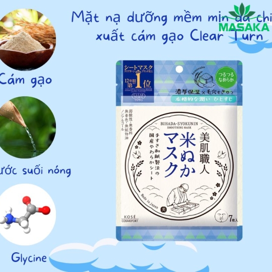 MẶT NẠ DƯỠNG MỀM MỊN DA CHỨA CHIẾT XUẤT CÁM GẠO BIHADA-SYOKUNIN CLEAR TURN