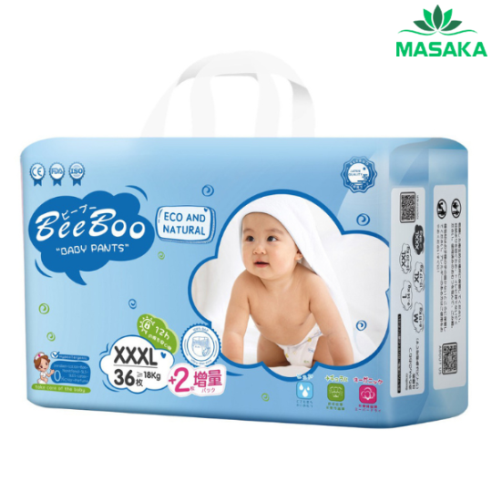 TÃ QUẦN BEEBOO SIZE XXXL 36 MIẾNG ( >= 18KG )