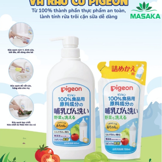 NƯỚC RỬA BÌNH SỮA VÀ RAU CỦ PIGEON CHAI 800 ML