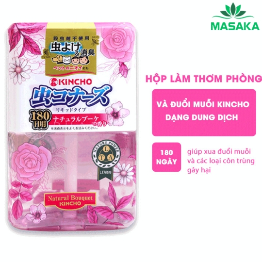DUNG DỊCH LÀM THƠM PHÒNG VÀ ĐUỔI MUỖI KINCHO 180 NGÀY (HƯƠNG HOA HỒNG)