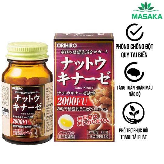 THỰC PHẨM BẢO VỆ SỨC KHỎE VIÊN UỐNG HỖ TRỢ PHÒNG NGỪA ĐỘT QUỴ ORIHIRO NATTOKINASE