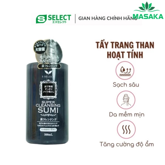 GEL TẨY TRANG THAN HOẠT TÍNH S SELECT (CHAI 500ML)