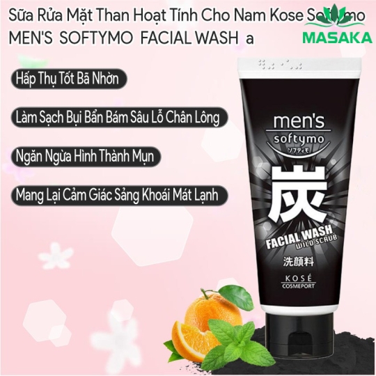 SỮA RỬA MẶT HẠT CHỨA THAN HOẠT TÍNH DÀNH CHO NAM SOFTYMO