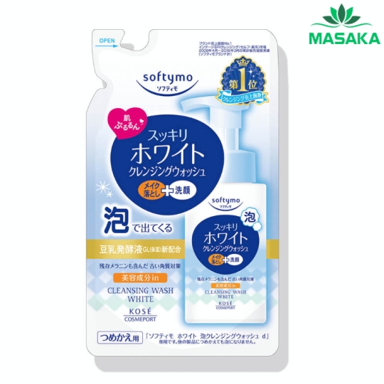 SỮA RỬA MẶT & TẨY TRANG TẠO BỌT DƯỠNG TRẮNG SOFTYMO TÚI REFILL 180 ML