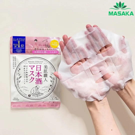 MẶT NẠ DƯỠNG ẨM DA CHỨA CHIẾT XUẤT RƯỢU SAKE BIHADA-SYOKUNIN CLEAR TURN
