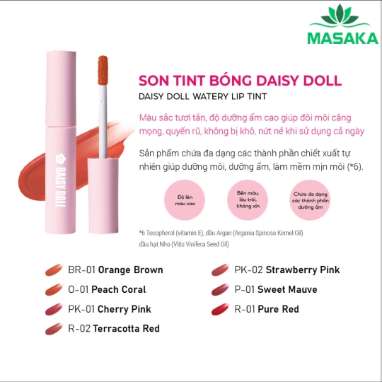 SON TINT BÓNG DAISY DOLL PK-02 STRAWBERRY PINK  