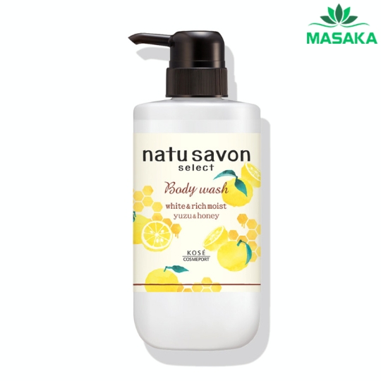 SỮA TẮM TẠO BỌT DƯỠNG TRẮNG VÀ LÀM MỀM MỊN DA SOFTYMO KOSÉ NATU SAVON HƯƠNG CAM YUZU & MẬT ONG (CHAI 500 ML)