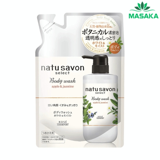 SỮA TẮM TẠO BỌT LÀM MỀM MỊN DA SOFTYMO NATU SAVON HƯƠNG HOA NHÀI VÀ TÁO GÓI REFILL 360 ML