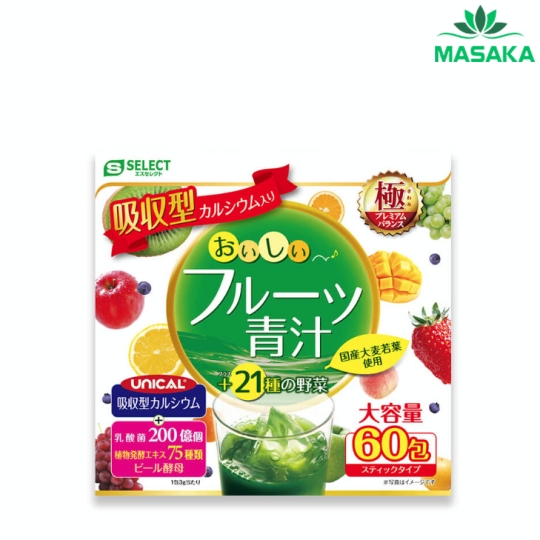 BỘT LÁ ĐẠI MẠCH NON, RAU XANH VÀ TRÁI CÂY S SELECT (HỘP 60 GÓI)