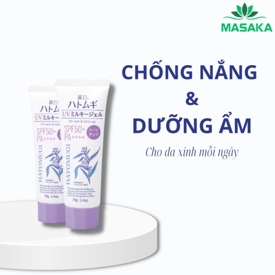   KEM CHỐNG NẮNG NÂNG TONE VÀ DƯỠNG ẨM DA HATOMUGI SPF50+ PA++++ (TUÝP 70G)