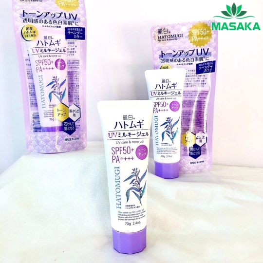   KEM CHỐNG NẮNG NÂNG TONE VÀ DƯỠNG ẨM DA HATOMUGI SPF50+ PA++++ (TUÝP 70G)