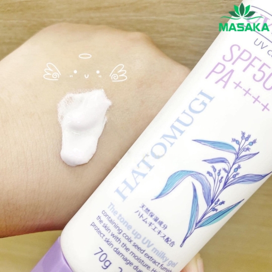   KEM CHỐNG NẮNG NÂNG TONE VÀ DƯỠNG ẨM DA HATOMUGI SPF50+ PA++++ (TUÝP 70G)