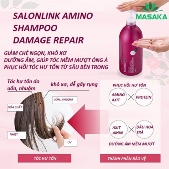 DẦU GỘI HOA TRÀ PHỤC HỒI TÓC HƯ TỔN SALON LINK (1000ML)