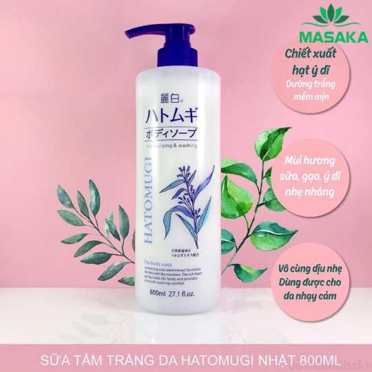 SỮA TẮM DƯỠNG ẨM VÀ LÀM SÁNG DA HATOMUGI (CHAI 800ML)
