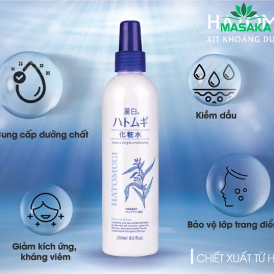 XỊT PHUN SƯƠNG DƯỠNG ẨM VÀ LÀM SÁNG DA HATOMUGI (CHAI 250ML)