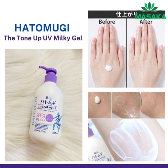 SỮA DƯỠNG THỂ CHỐNG NẮNG NÂNG TONE VÀ DƯỠNG ẨM DA HATOMUGI SPF31 PA+++  (CHAI 250ML)