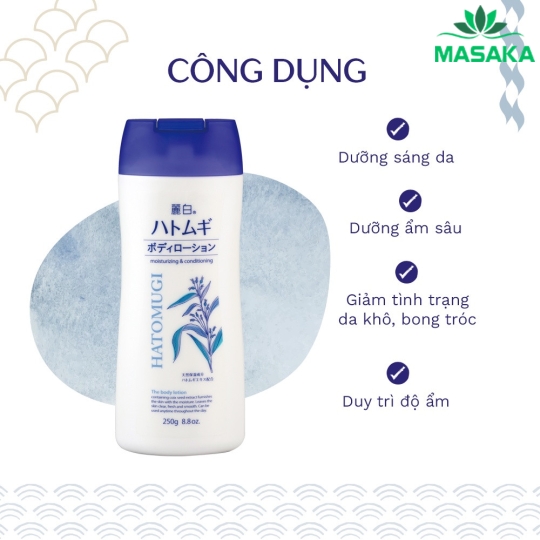 SỮA DƯỠNG THỂ LÀM SÁNG DA HATOMUGI (250G)