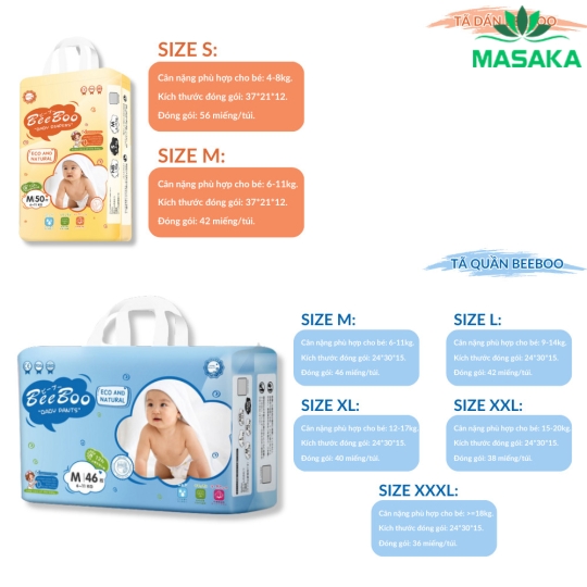 TÃ DÁN BEEBOO SIZE M 42 MIẾNG ( TỪ 6 - 11KG)