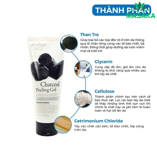 GEL TẨY TẾ BÀO CHẾT ARRAHAN CHARCOAL PEELING GEL 180ML