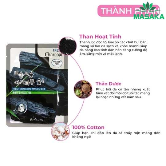 MẶT NẠ FRESH CHARCOAL MASK SHEET 3W CLINIC