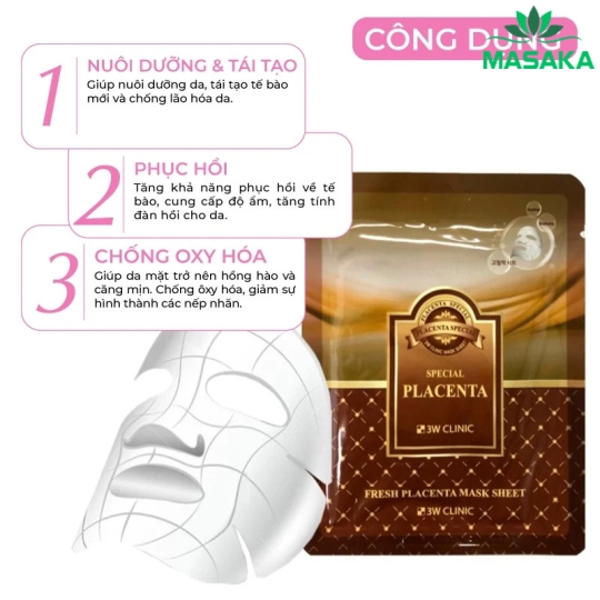 MẶT NẠ FRESH PLACENTA MASK SHEET 3W CLINIC
