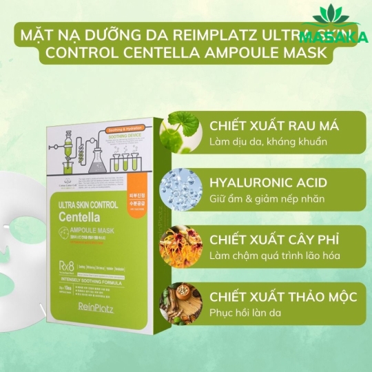 MẶT NẠ DƯỠNG DA REINPLATZ ULTRA SKIN CONTROL CENTELLA AMPOULE MASK 