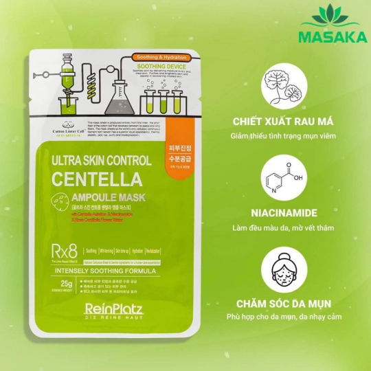 MẶT NẠ DƯỠNG DA REINPLATZ ULTRA SKIN CONTROL CENTELLA AMPOULE MASK 