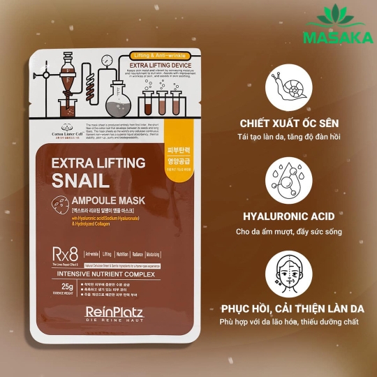 MẶT NẠ DƯỠNG DA REINPLATZ EXTRA LIFTING SNAIL AMPOULE MASK