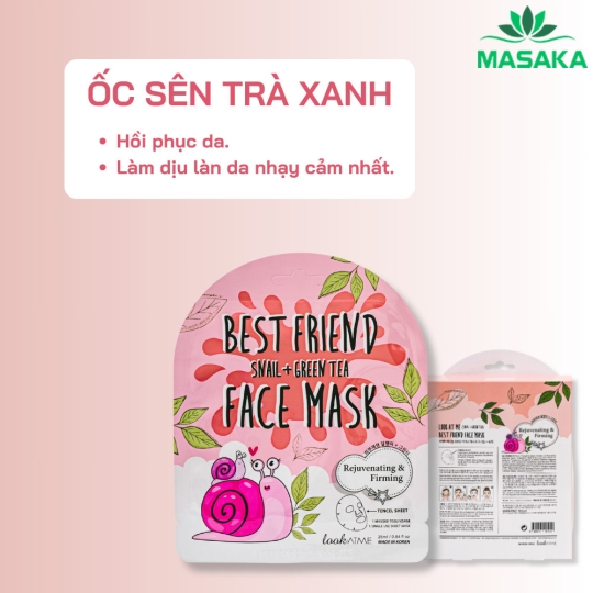MẶT NẠ LookATME BEST FRIEND SNAIL + GREEN TEA FACE MASK 