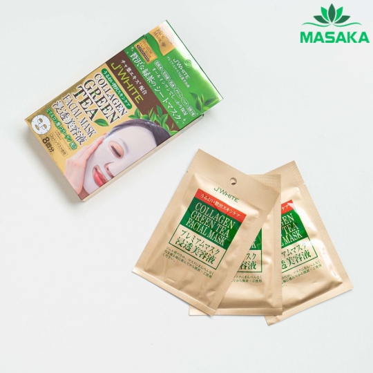 MẶT NẠ TINH CHẤT COLLAGEN & TRÀ XANH J'WHITE 25G*8 ( 8 MIẾNG/HỘP )